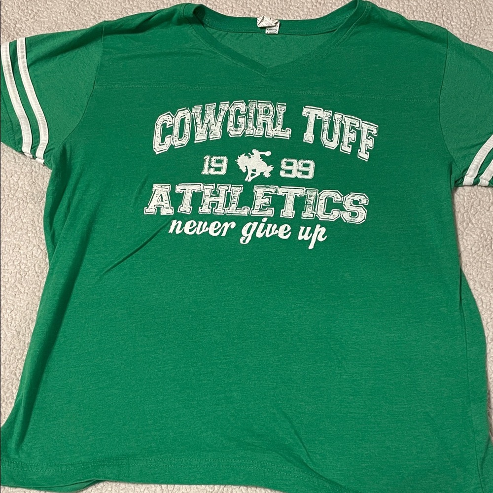 Cowgirl Tuff Green Athletic Tshirt